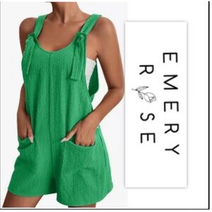 Emery Rose Green One Piece Short Overalls